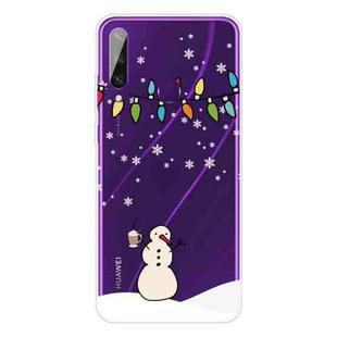For Huawei Y6p Christmas Series Transparent TPU Protective Case(Milk Tea Snowman)