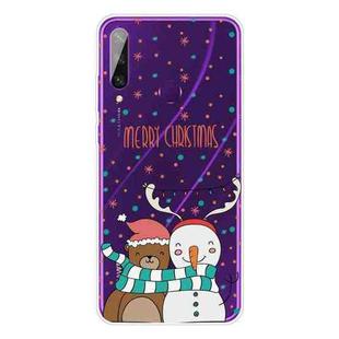 For Huawei Y6p Christmas Series Transparent TPU Protective Case(Take Picture Bear Snowman)
