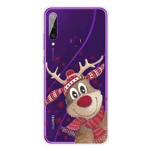 For Huawei Y6p Christmas Series Transparent TPU Protective Case(Smiley Deer)