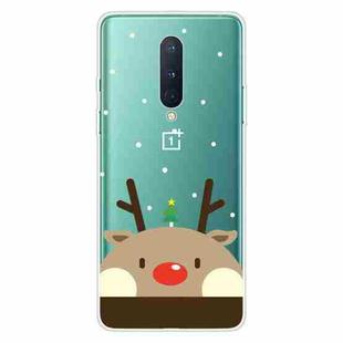 For OnePlus 8 Christmas Series Transparent TPU Protective Case(Fat Deer)