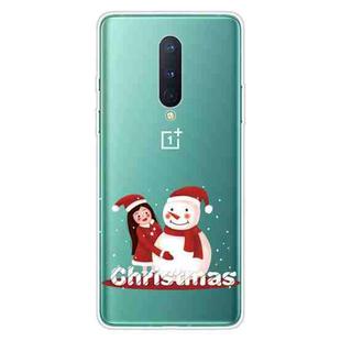 For OnePlus 8 Christmas Series Transparent TPU Protective Case(Girl Snowman)