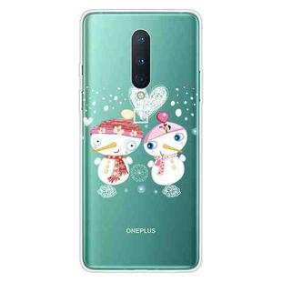 For OnePlus 8 Christmas Series Transparent TPU Protective Case(Couple Snowman)