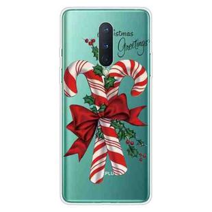 For OnePlus 8 Christmas Series Transparent TPU Protective Case(Big Crutch)