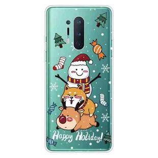 For OnePlus 8 Pro Christmas Series Transparent TPU Protective Case(Stacked Doll)