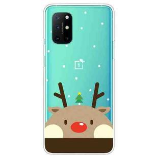 For OnePlus 8T Christmas Series Transparent TPU Protective Case(Fat Deer)