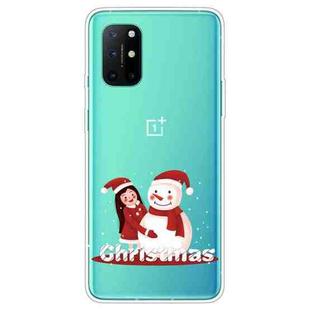 For OnePlus 8T Christmas Series Transparent TPU Protective Case(Girl Snowman)