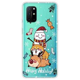 For OnePlus 8T Christmas Series Transparent TPU Protective Case(Stacked Doll)