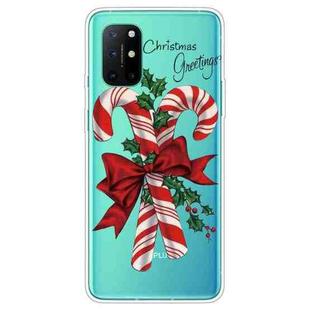 For OnePlus 8T Christmas Series Transparent TPU Protective Case(Big Crutch)