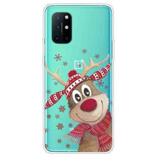 For OnePlus 8T Christmas Series Transparent TPU Protective Case(Smiley Deer)