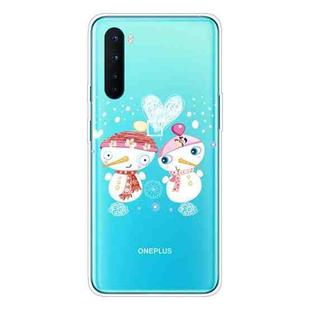 For OnePlus Nord Christmas Series Transparent TPU Protective Case(Couple Snowman)