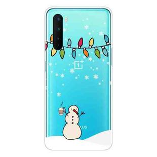 For OnePlus Nord Christmas Series Transparent TPU Protective Case(Milk Tea Snowman)