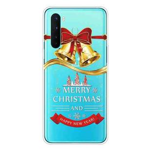 For OnePlus Nord Christmas Series Transparent TPU Protective Case(Golden Bell)
