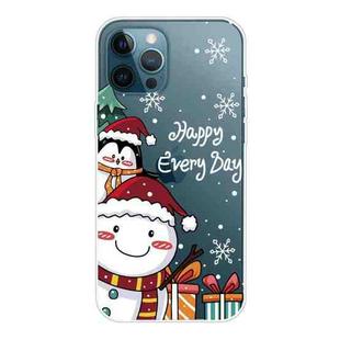 For iPhone 11 Pro Max Christmas Series Clear TPU Protective Case (Cute Penguin Snowman)