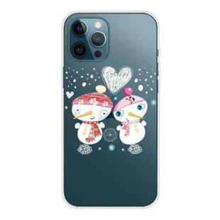 For iPhone 11 Pro Max Christmas Series Clear TPU Protective Case (Couple Snowman)