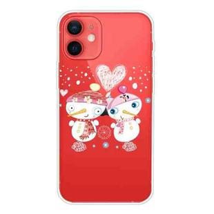 For iPhone 12 / 12 Pro Christmas Series Clear TPU Protective Case(Couple Snowman)