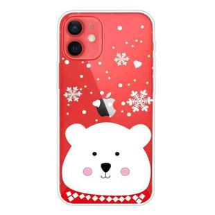 For iPhone 12 mini Christmas Series Clear TPU Protective Case (Chubby White Bear)