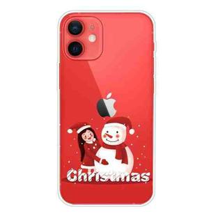 For iPhone 12 mini Christmas Series Clear TPU Protective Case (Girl Snowman)