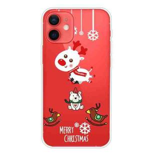 For iPhone 12 mini Christmas Series Clear TPU Protective Case (Trojan Bear Deer)
