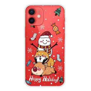 For iPhone 12 mini Christmas Series Clear TPU Protective Case (Stacked Doll)