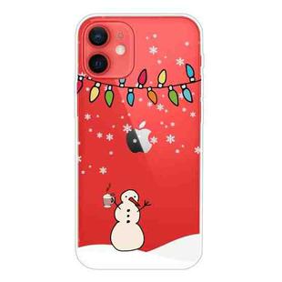For iPhone 12 mini Christmas Series Clear TPU Protective Case (Milk Tea Snowman)