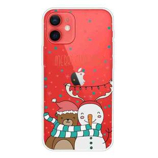 For iPhone 12 mini Christmas Series Clear TPU Protective Case (Take Picture Bear Snowman)