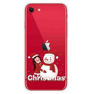 For iPhone SE 2022 / SE 2020 / 8 / 7 Christmas Series Clear TPU Protective Case(Girl Snowman)