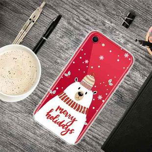 For iPhone SE 2022 / SE 2020 / 8 / 7 Christmas Series Clear TPU Protective Case(Scarf White Bear)