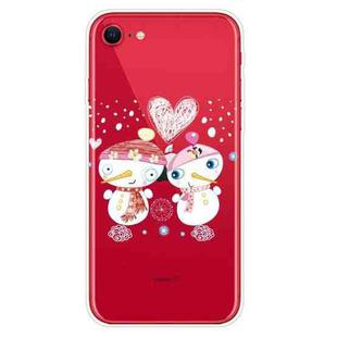 For iPhone SE 2022 / SE 2020 / 8 / 7 Christmas Series Clear TPU Protective Case(Couple Snowman)