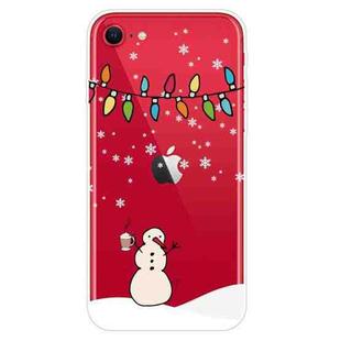 For iPhone SE 2022 / SE 2020 / 8 / 7 Christmas Series Clear TPU Protective Case(Milk Tea Snowman)