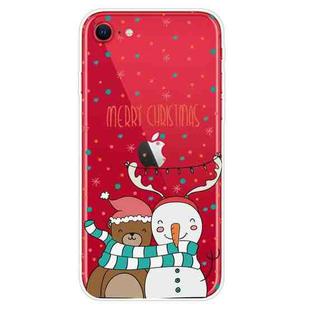 For iPhone SE 2022 / SE 2020 / 8 / 7 Christmas Series Clear TPU Protective Case(Take Picture Bear Snowman)