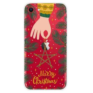 For iPhone SE 2022 / SE 2020 / 8 / 7 Christmas Series Clear TPU Protective Case(Five-pointed Star)