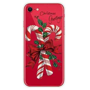 For iPhone SE 2022 / SE 2020 / 8 / 7 Christmas Series Clear TPU Protective Case(Big Crutch)