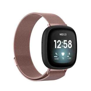 For Fitbit Versa 3 Milanese  Watch Band, Size:S 202mm(Rose Pink)