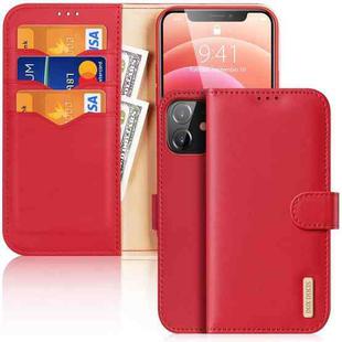 For iPhone 12 mini DUX DUCIS Hivo Series Cowhide + PU + TPU Leather Horizontal Flip Case with Holder & Card Slots (Red)