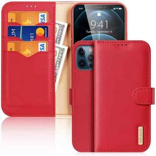 For iPhone 12 Pro DUX DUCIS Hivo Series Cowhide + PU + TPU Leather Horizontal Flip Case with Holder & Card Slots(Red)