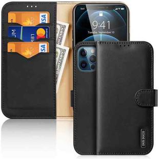 For iPhone 12 Pro Max DUX DUCIS Hivo Series Cowhide + PU + TPU Leather Horizontal Flip Case with Holder & Card Slots(Black)