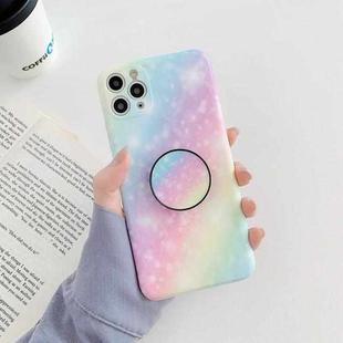 For iPhone 11 Pro Max Shockproo Colorful Glitter Marble Protective Case (Blue Purple)