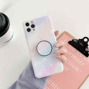 For iPhone 11 Pro Shockproo Colorful Glitter Marble Protective Case (Pink Blue)