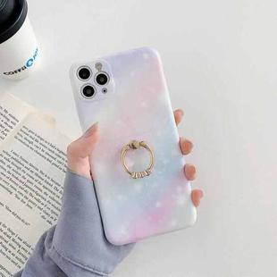 For iPhone 12 Pro Max Shockproo Colorful Glitter Marble Protective Case with Ring Holder(Pink Blue)