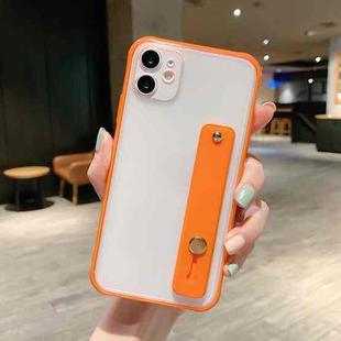 For iPhone 12 mini Shockproof Acrylic Protective Case with Wristband Holder (Orange)