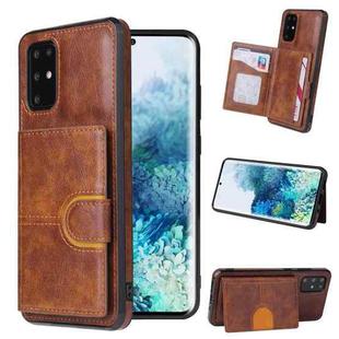 For Huawei P40 PU + TPU + PC  Shockproof Back Cover Case with Card Slot & Holder(Brown)