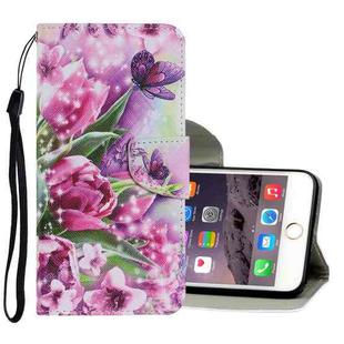 Coloured Drawing Pattern Horizontal Flip PU Leather Case with Holder & Card Slots & Wallet & Lanyard For iPhone 8 Plus & 7 Plus(Rose Butterfly)