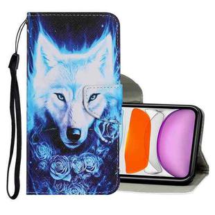 For iPhone 11 Coloured Drawing Pattern Horizontal Flip PU Leather Case with Holder & Card Slots & Wallet & Lanyard (Rose Wolf)