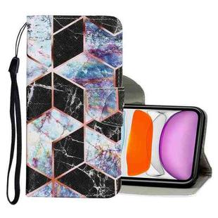 For iPhone 11 Coloured Drawing Pattern Horizontal Flip PU Leather Case with Holder & Card Slots & Wallet & Lanyard (Black Marble)