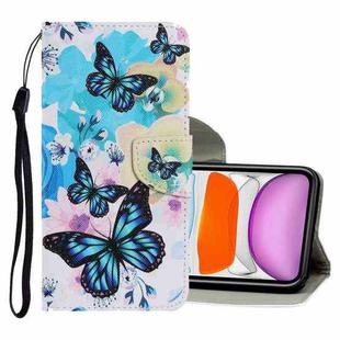 For iPhone 11 Coloured Drawing Pattern Horizontal Flip PU Leather Case with Holder & Card Slots & Wallet & Lanyard (Purple Butterfly)