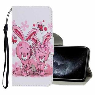 For iPhone 11 Pro Coloured Drawing Pattern Horizontal Flip PU Leather Case with Holder & Card Slots & Wallet & Lanyard (Cute Rabbit)