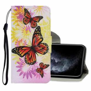 For iPhone 11 Pro Coloured Drawing Pattern Horizontal Flip PU Leather Case with Holder & Card Slots & Wallet & Lanyard (Chrysanthemum Butterfly)