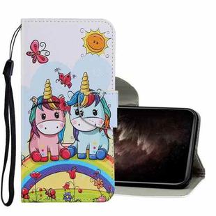 For iPhone 11 Pro Max Coloured Drawing Pattern Horizontal Flip PU Leather Case with Holder & Card Slots & Wallet & Lanyard (Couple Unicorn)