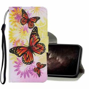 For iPhone 11 Pro Max Coloured Drawing Pattern Horizontal Flip PU Leather Case with Holder & Card Slots & Wallet & Lanyard (Chrysanthemum Butterfly)