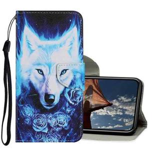 For iPhone XR Coloured Drawing Pattern Horizontal Flip PU Leather Case with Holder & Card Slots & Wallet & Lanyard(Rose Wolf)